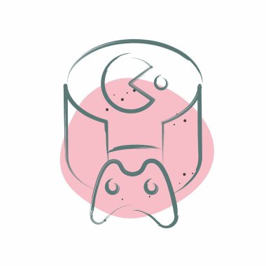 Simge VR Oyunu. Üç boyutlu görselleştirme sembolüyle ilgili. Renkli Leke Biçimi. Basit dizayn edilebilir. Basit resimleme