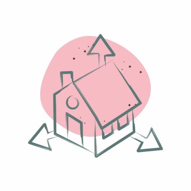 Simge Mimarisi Tasarımı. Üç boyutlu görselleştirme sembolüyle ilgili. Renkli Leke Biçimi. Basit dizayn edilebilir. Basit resimleme