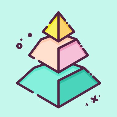 Simge Piramit Çizelgesi. Üç boyutlu görselleştirme sembolüyle ilgili. MBE tarzı. Basit dizayn edilebilir. Basit resimleme