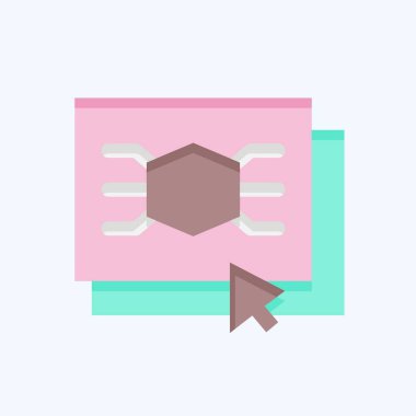 Simge Yazılımı. Üç boyutlu görselleştirme sembolüyle ilgili. Düz stil. Basit dizayn edilebilir. Basit resimleme