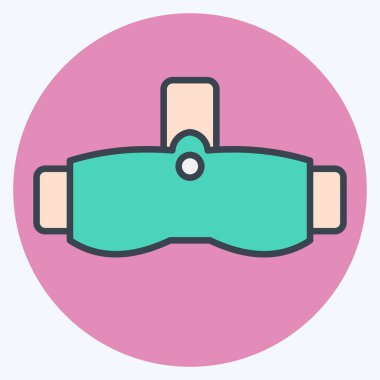 Simge VR Gözlükleri. Üç boyutlu görselleştirme sembolüyle ilgili. renk arkadaşı stili. Basit dizayn edilebilir. Basit resimleme