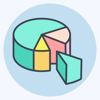 Simge Pasta Çizelgesi. Üç boyutlu görselleştirme sembolüyle ilgili. renk arkadaşı stili. Basit dizayn edilebilir. Basit resimleme