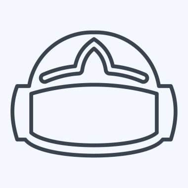 Simge VR Miğferi. Üç boyutlu görselleştirme sembolüyle ilgili. Sıra tarzı. Basit dizayn edilebilir. Basit resimleme