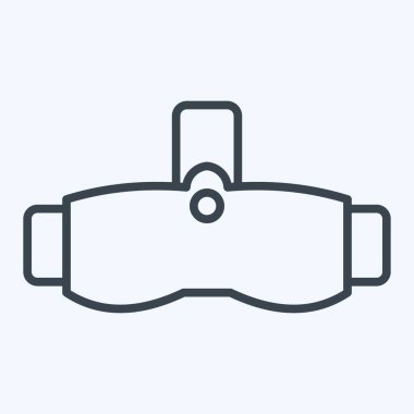 Simge VR Gözlükleri. Üç boyutlu görselleştirme sembolüyle ilgili. Sıra tarzı. Basit dizayn edilebilir. Basit resimleme