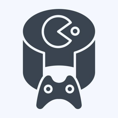 Simge VR Oyunu. Üç boyutlu görselleştirme sembolüyle ilgili. Kabartma tarzı. Basit dizayn edilebilir. Basit resimleme