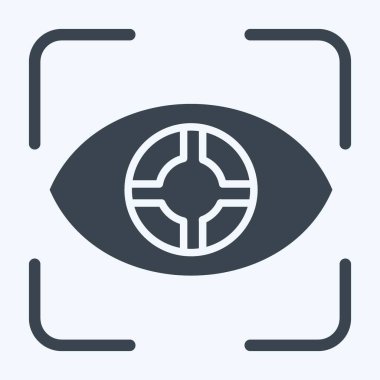 Simge Göz İzleme. Üç boyutlu görselleştirme sembolüyle ilgili. Kabartma tarzı. Basit dizayn edilebilir. Basit resimleme