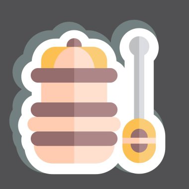 Çıkartma Bal Kavanozu. Apiary sembolüyle ilgili. Basit dizayn edilebilir. Basit resimleme