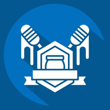 Simge Rozeti. Apiary sembolüyle ilgili. Uzun gölge tarzı. Basit dizayn edilebilir. Basit resimleme