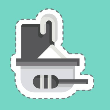 Çıkartma çizgisi Bal Tarağı 'nı kesti. Apiary sembolüyle ilgili. Basit dizayn edilebilir. Basit resimleme