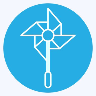 Icon Yel Değirmeni. Lunapark sembolüyle ilgili. Mavi gözlü. Basit dizayn edilebilir. Basit resimleme