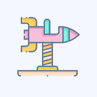 Icon Spring Salıncak Roketi. Lunapark sembolüyle ilgili. Karalama stili. Basit dizayn edilebilir. Basit resimleme