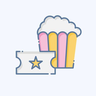 Simge patlamış mısır. Lunapark sembolüyle ilgili. Karalama stili. Basit dizayn edilebilir. Basit resimleme