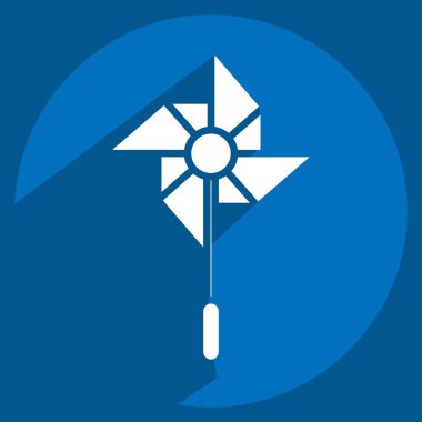 Icon Yel Değirmeni. Lunapark sembolüyle ilgili. Uzun gölge tarzı. Basit dizayn edilebilir. Basit resimleme