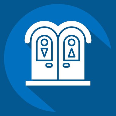 Simge Umumi Tuvalet. Lunapark sembolüyle ilgili. Uzun gölge tarzı. Basit dizayn edilebilir. Basit resimleme