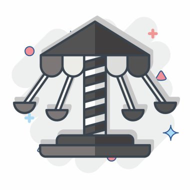 Simge Döndürme Sallaması. Lunapark sembolüyle ilgili. Çizgi roman. Basit dizayn edilebilir. Basit resimleme