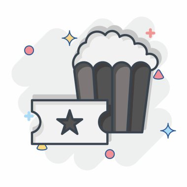 Simge patlamış mısır. Lunapark sembolüyle ilgili. Çizgi roman. Basit dizayn edilebilir. Basit resimleme