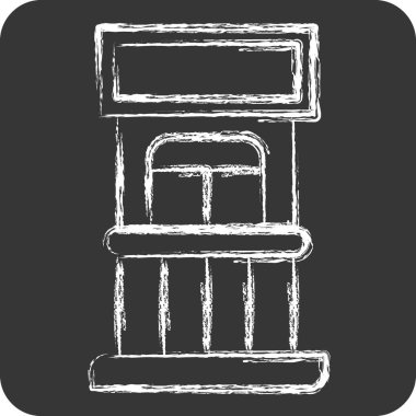 Simge Bilet Ofisi. Lunapark sembolüyle ilgili. Tebeşir stili. Basit dizayn edilebilir. Basit resimleme