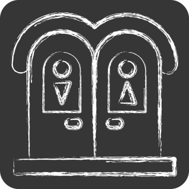 Simge Umumi Tuvalet. Lunapark sembolüyle ilgili. Tebeşir stili. Basit dizayn edilebilir. Basit resimleme