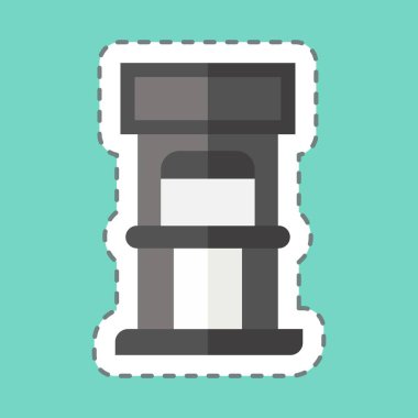 Etiket hattı Bilet Ofisi 'ni kesti. Lunapark sembolüyle ilgili. Kabartma tarzı. Basit dizayn edilebilir. Basit resimleme