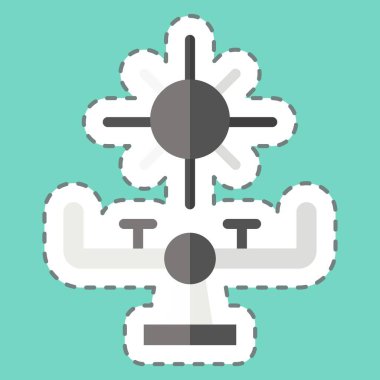 Etiket çizgisi tahterevalliyi kesti. Lunapark sembolüyle ilgili. Kabartma tarzı. Basit dizayn edilebilir. Basit resimleme