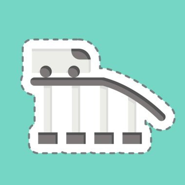 Çıkartma hattı Roller Coaster 'ı kesti. Lunapark sembolüyle ilgili. Kabartma tarzı. Basit dizayn edilebilir. Basit resimleme