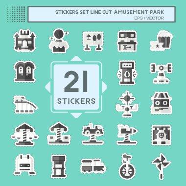 Çıkartma hattı kesilmiş. Set Lunaparkı. Sirk sembolüyle ilgili. Kabartma tarzı. Basit dizayn edilebilir. Basit resimleme