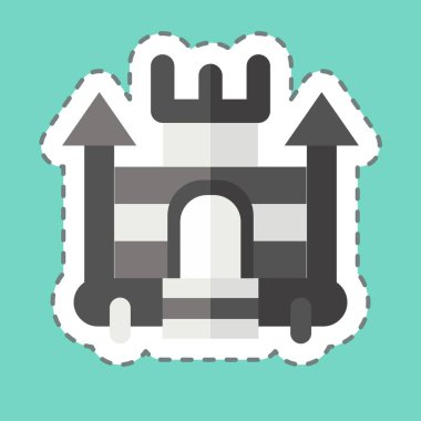 Çıkartma hattı Şişme Kale 'yi kesti. Lunapark sembolüyle ilgili. Kabartma tarzı. Basit dizayn edilebilir. Basit resimleme