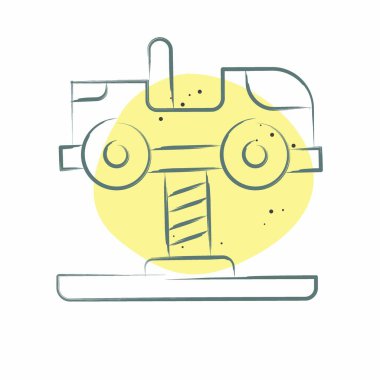 Icon Spring Swing Rider. Lunapark sembolüyle ilgili. Renkli Leke Biçimi. Basit dizayn edilebilir. Basit resimleme