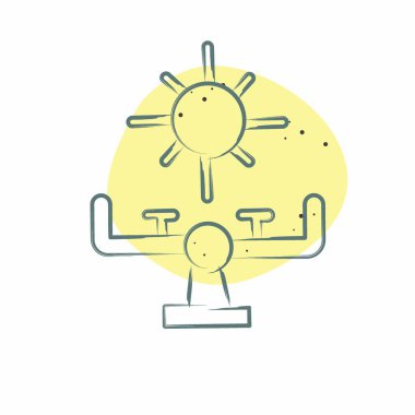 Tahterevalli ikonu. Lunapark sembolüyle ilgili. Renkli Leke Biçimi. Basit dizayn edilebilir. Basit resimleme