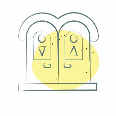 Simge Umumi Tuvalet. Lunapark sembolüyle ilgili. Renkli Leke Biçimi. Basit dizayn edilebilir. Basit resimleme