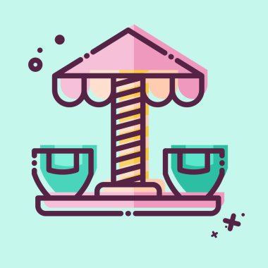 İkon Dönen Çay fincanı. Lunapark sembolüyle ilgili. MBE tarzı. Basit dizayn edilebilir. Basit resimleme