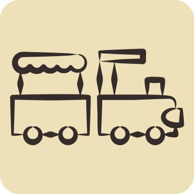 Simge Treni. Lunapark sembolüyle ilgili. El çizimi tarzı. Basit dizayn edilebilir. Basit resimleme