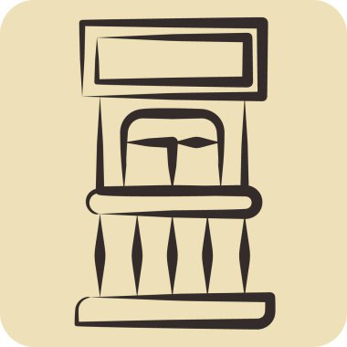 Simge Bilet Ofisi. Lunapark sembolüyle ilgili. El çizimi tarzı. Basit dizayn edilebilir. Basit resimleme