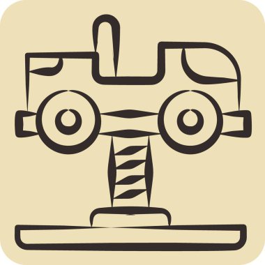 Icon Spring Swing Rider. Lunapark sembolüyle ilgili. El çizimi tarzı. Basit dizayn edilebilir. Basit resimleme