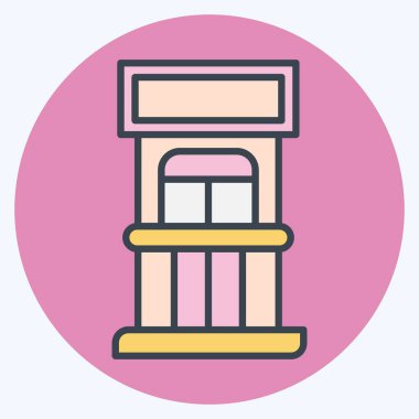 Simge Bilet Ofisi. Lunapark sembolüyle ilgili. renk arkadaşı stili. Basit dizayn edilebilir. Basit resimleme