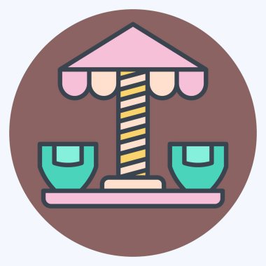 İkon Dönen Çay fincanı. Lunapark sembolüyle ilgili. renk arkadaşı stili. Basit dizayn edilebilir. Basit resimleme