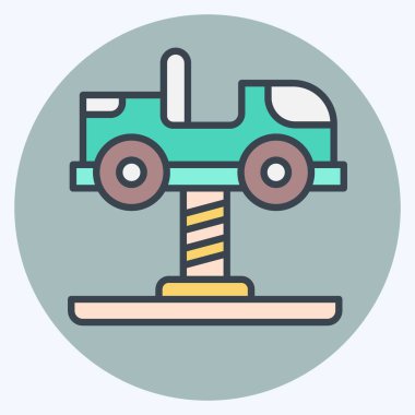 Icon Spring Swing Rider. Lunapark sembolüyle ilgili. renk arkadaşı stili. Basit dizayn edilebilir. Basit resimleme