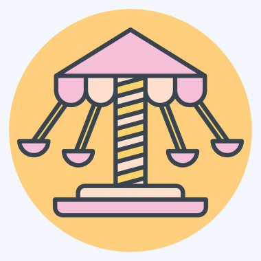 Simge Döndürme Sallaması. Lunapark sembolüyle ilgili. renk arkadaşı stili. Basit dizayn edilebilir. Basit resimleme