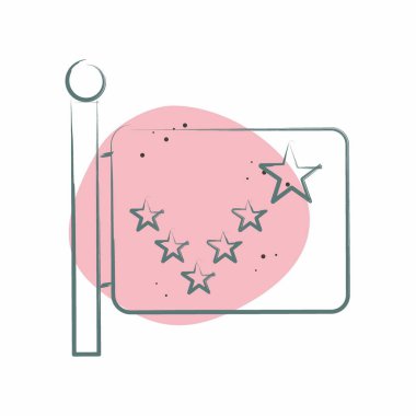 Icon Alaska Bayrağı. Alaska sembolüyle ilgili. Renkli Leke Biçimi. Basit dizayn edilebilir. Basit resimleme