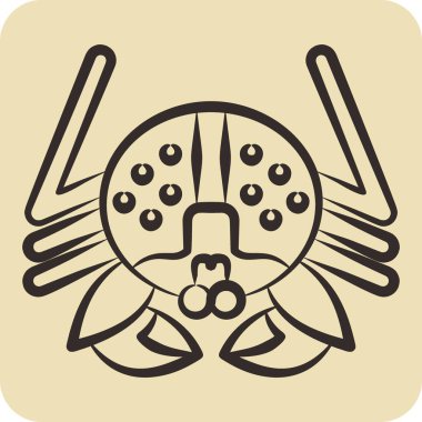 Icon Alaska Kral Yengeci. Alaska sembolüyle ilgili. El çizimi tarzı. Basit dizayn edilebilir. Basit resimleme