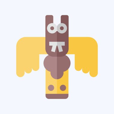 Simge Totem. Alaska sembolüyle ilgili. Düz stil. Basit dizayn edilebilir. Basit resimleme