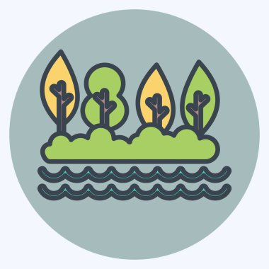 İkon Gölü. Alaska sembolüyle ilgili. renk arkadaşı stili. Basit dizayn edilebilir. Basit resimleme