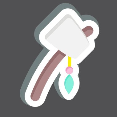 Etiket İlkel Balta. Amerikan Yerli Sembolü ile ilgili. Basit dizayn edilebilir. Basit resimleme