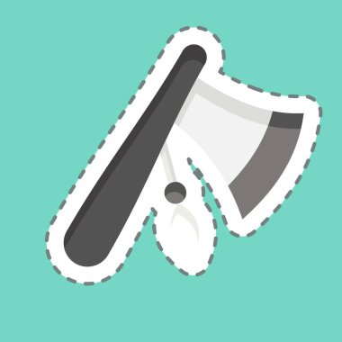 Çıkartma çizgisi Axe 'i kesti. Amerikan Yerli Sembolü ile ilgili. Basit dizayn edilebilir. Basit resimleme