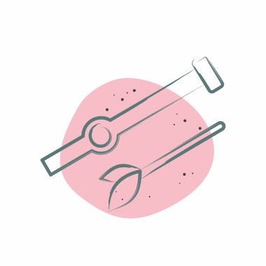 İkon Üfleme Silahı. Amerikan Yerli Sembolü ile ilgili. Renkli Leke Biçimi. Basit dizayn edilebilir. Basit resimleme