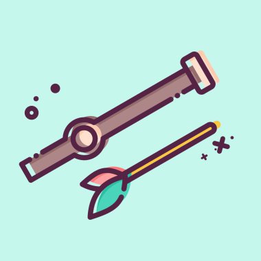 İkon Üfleme Silahı. Amerikan Yerli Sembolü ile ilgili. MBE tarzı. Basit dizayn edilebilir. Basit resimleme