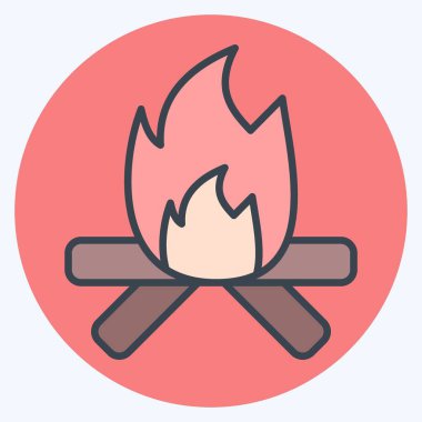 Simge Ateşi. Amerikan Yerli Sembolü ile ilgili. renk arkadaşı stili. Basit dizayn edilebilir. Basit resimleme