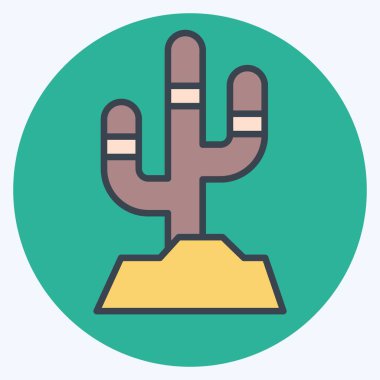 Icon Kaktüsü. Amerikan Yerli Sembolü ile ilgili. renk arkadaşı stili. Basit dizayn edilebilir. Basit resimleme