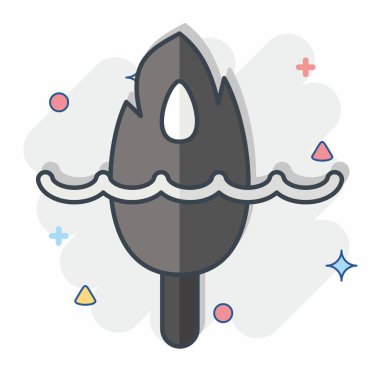 Buz eriten ikon. İklim Değişikliği sembolüyle ilgili. Çizgi roman. Basit dizayn edilebilir. Basit resimleme