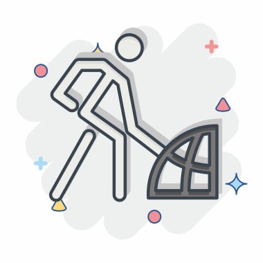 Simge İnsan Etkisi. İklim Değişikliği sembolüyle ilgili. Çizgi roman. Basit dizayn edilebilir. Basit resimleme